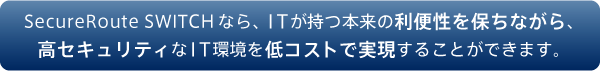 SecureRoute SWITCHなら、ITが持つ本来の利便性を保ちながら、高セキュリティなIT環境を低コストで実現